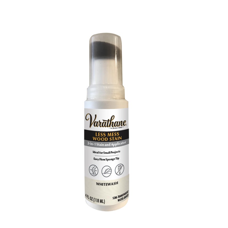 Varathane 385685 Less Mess Wood Stain and Applicator, 4 oz, Whitewash - Image 1